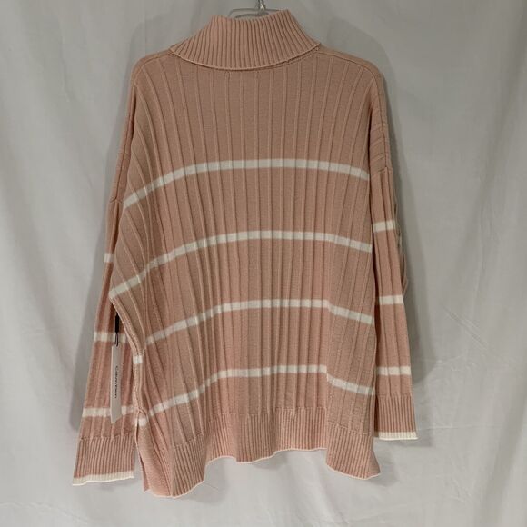 Calvin Klein Sweater Women Size XL Cowl Neck Soft Tunic Blush Pink Ivory NWT - Picture 2 of 9